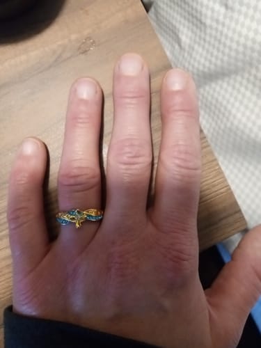 Customer photo review of FREE Today: Two-color Heart with Christian Poem Footprints in the Sand Alloy Ring