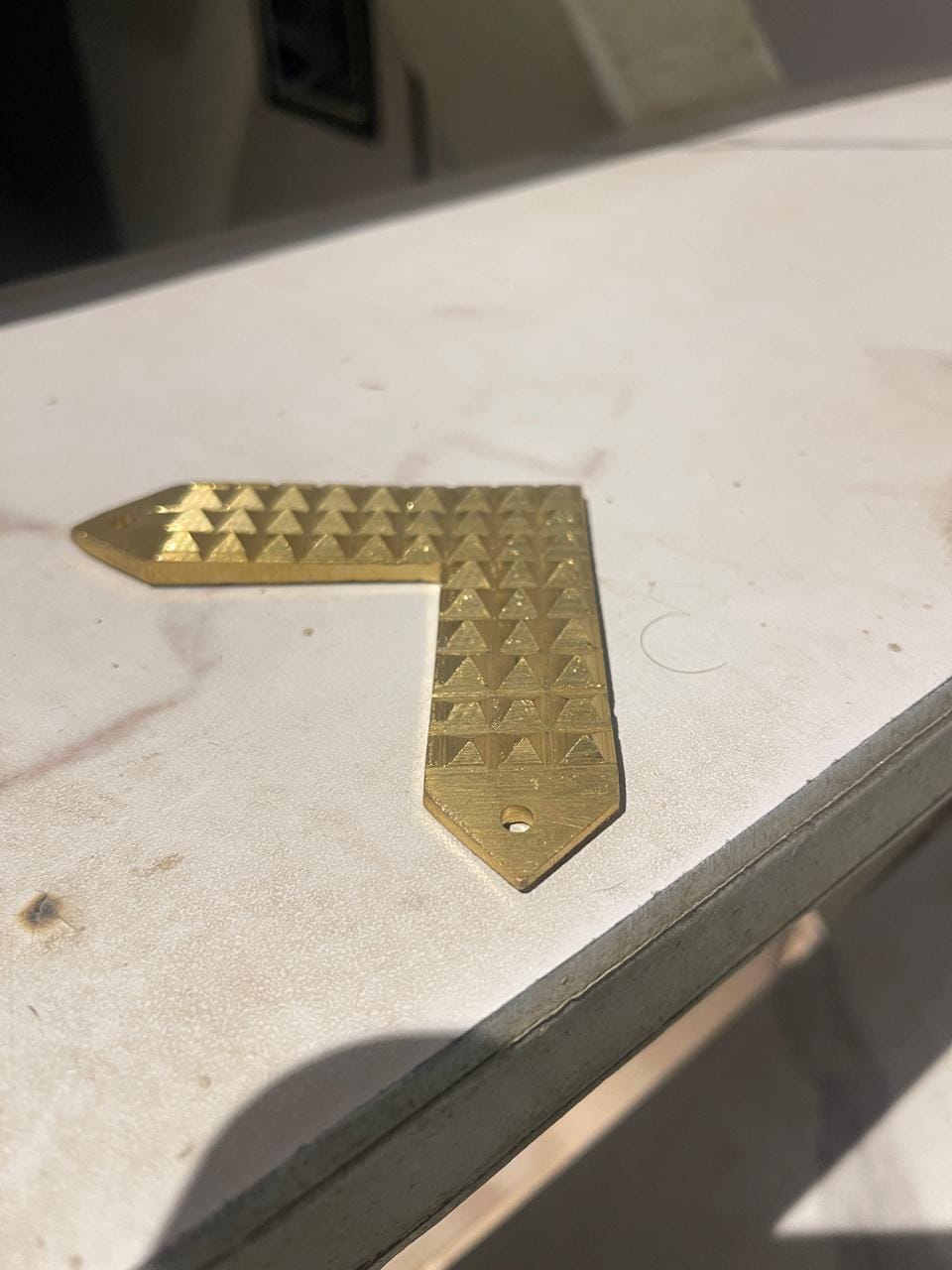 Customer photo review of Metal Pyramid Angle 3.5" for Vastu Remedy & Corner Correction Copper, Brass & Lead L-Shaped Pyramid for Missing Corners & Directional Vastu Dosh Nivaran By Vastu Mandir