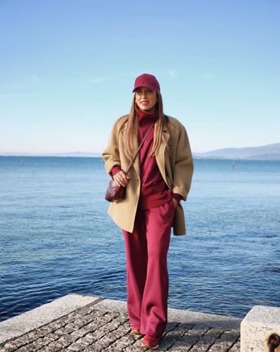 Customer photo review of Double Soft Turtleneck Side Zipper Sweatshirt and Elastic Waist Pocketed Loose Pants Set  (Shipped Within 24 Hours)