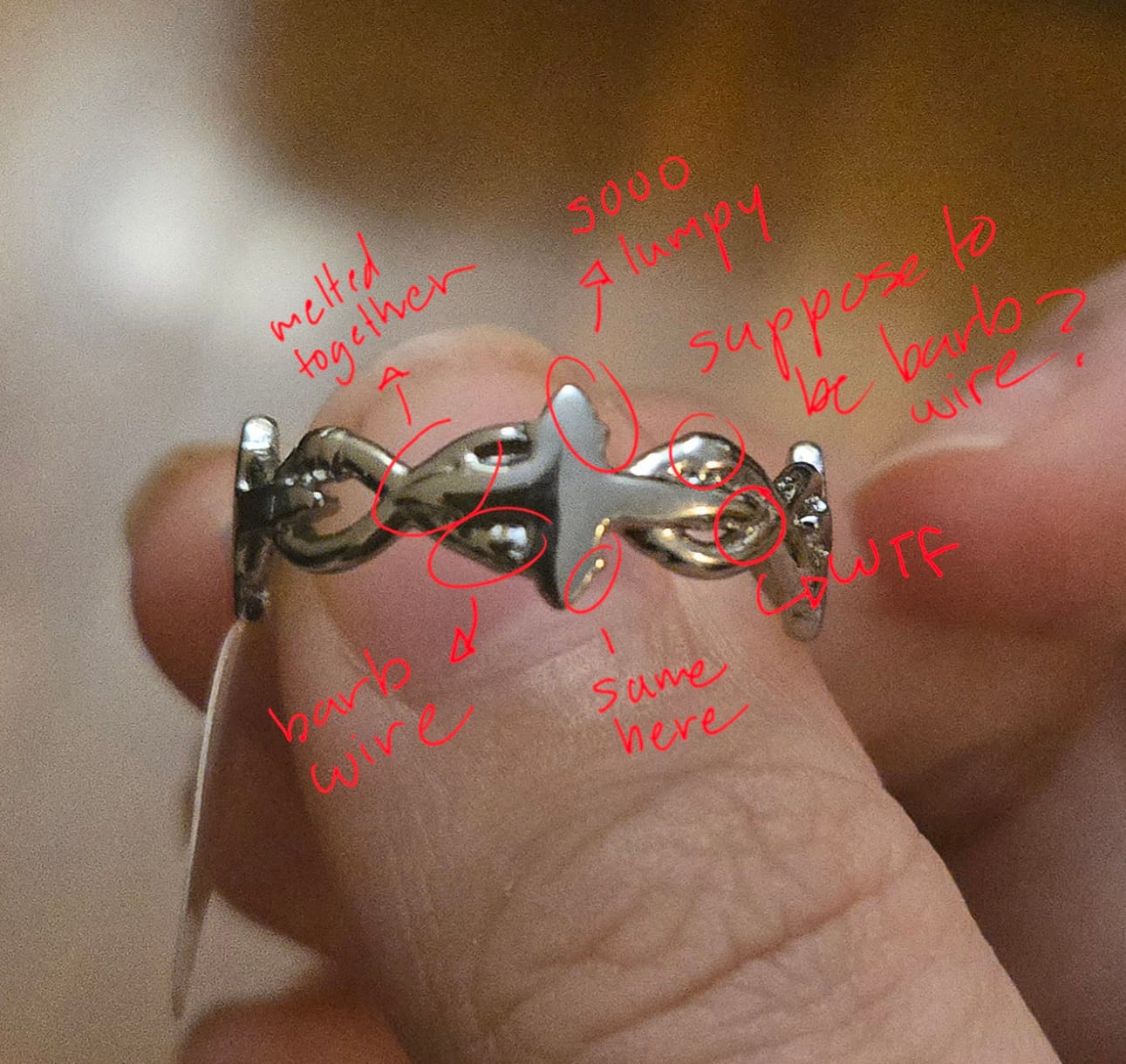 Customer photo review of BARBED WIRE RING