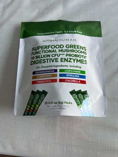 Customer photo review of Superfood Greens (Single-Serve Sachets)