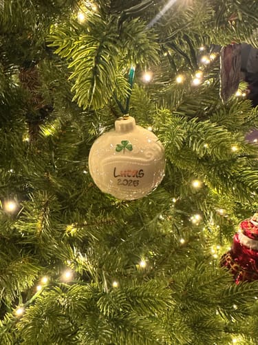 Customer photo review of Belleek Classic Personalised Christmas Bauble