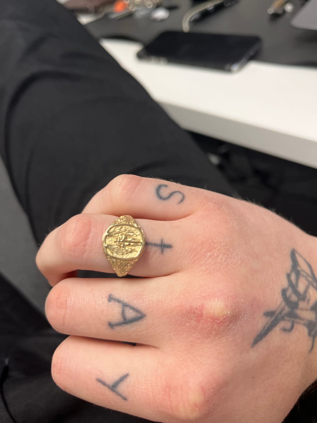 Customer photo review of Saint Michael Signet Ring