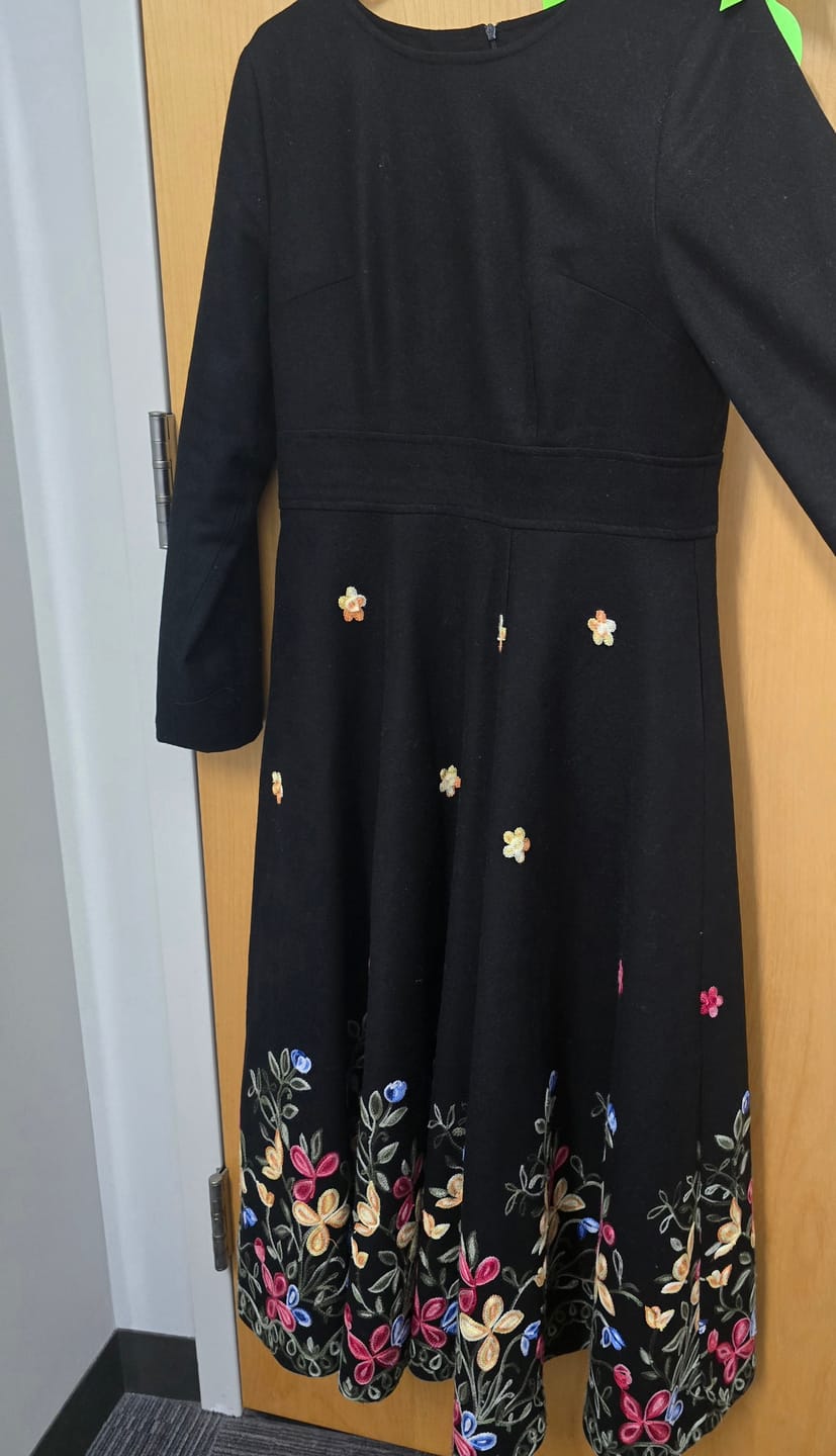 Customer photo review of Black fit and flare embroidered dress 5269