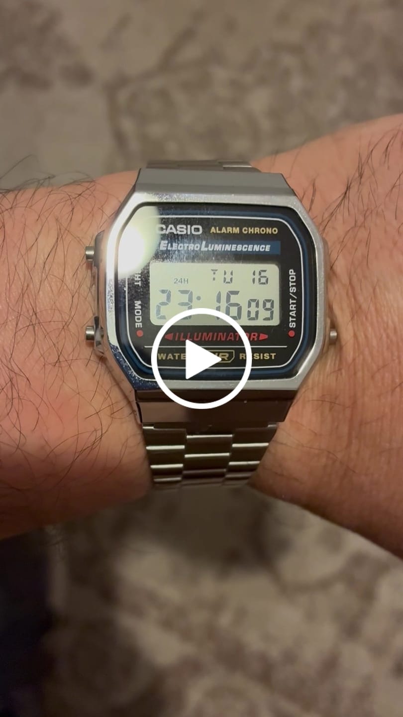 Customer video review of Reloj Casio Vintage A168WA-1WDF Electroluminescence Plateado