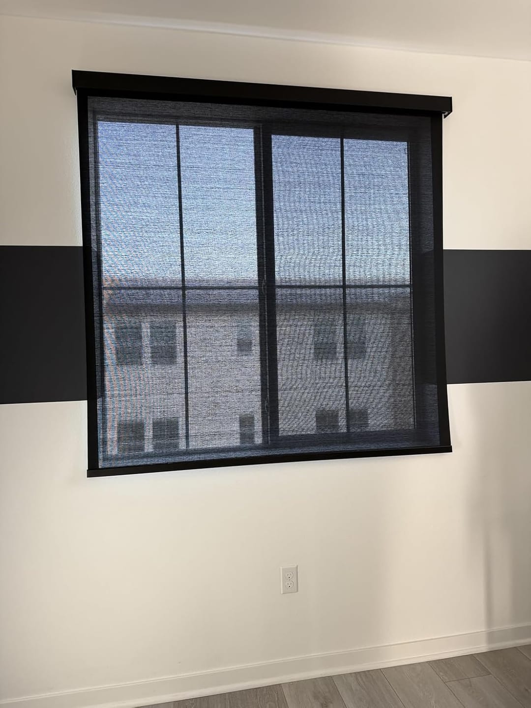 Customer photo review of Custom 1% Openness Premium Light Control Fit Cordless Window Blinds