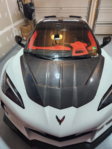 Customer photo review of Corvette C8 Models EOS Performance Track Style Double Sided Dry Carbon Fiber Front Hood