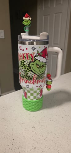 Customer photo review of Christmas Green Grinch Straw Topper