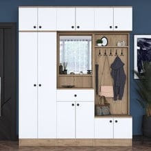 Customer photo review of Rani EA108 Portmanto Çekmeceli Aynalı Askılı Vestiyer Sepet Ceviz - Beyaz