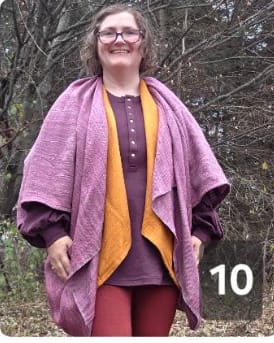 Customer photo review of NEW! JIVA Wool Silk Kimono Sunset
