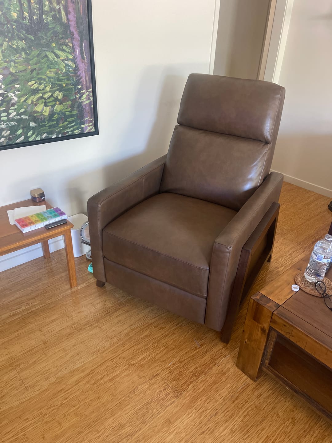 Customer photo review of Brio Wood Frame Recliner – Elegant Design & Comfort