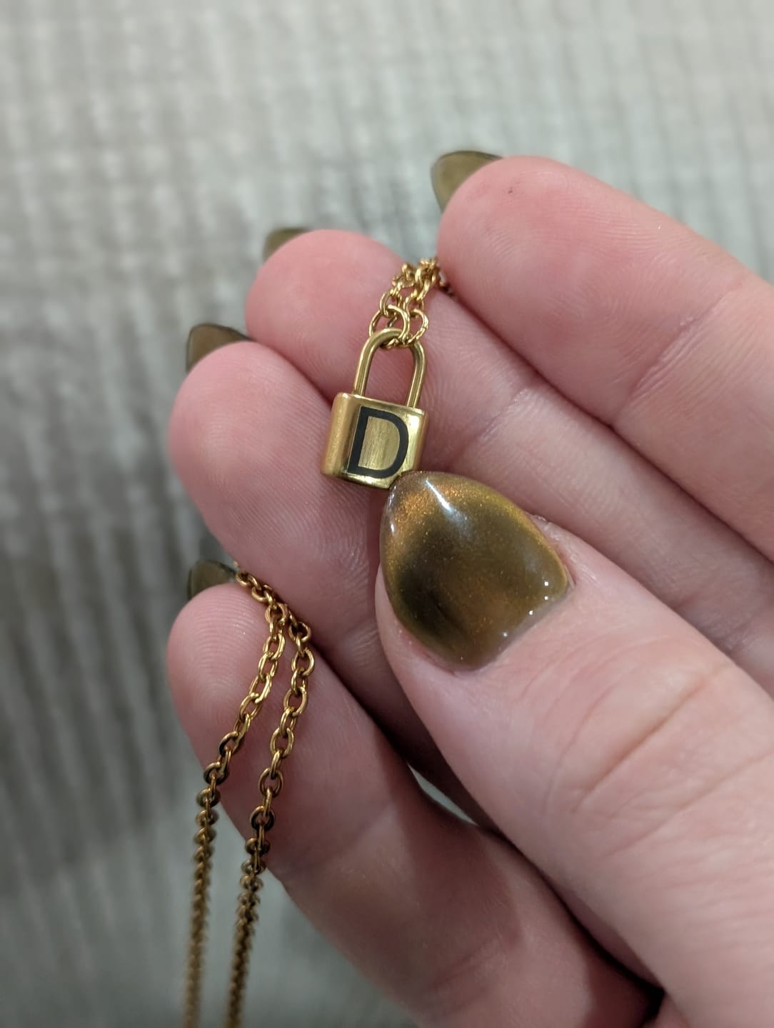 Customer photo review of Ellie® Initial Love Lock 18k Gold Necklace