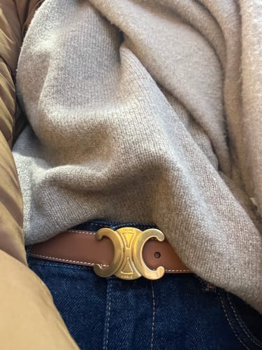 Customer photo review of MEDIUM TRIOMPHE BELT 25MM BRONZE BROWN LEATHER GOLD HARDWARE