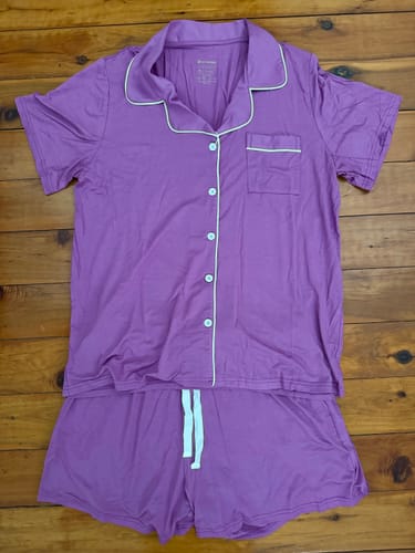Customer photo review of Purple Bamboo Short Pyjama Set – Yolanda