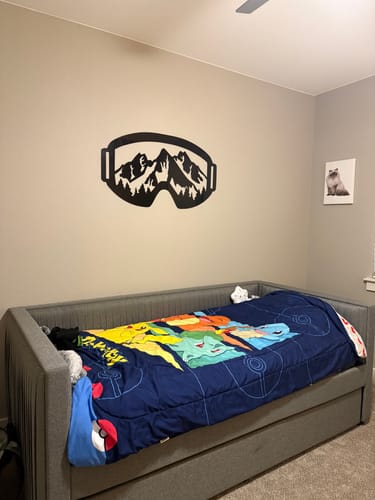 Customer photo review of Snow Mountain Goggles - Metal Wall Art