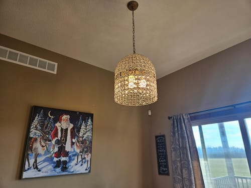 Customer photo review of French Farmhouse Crystal Lantern Pendant Light