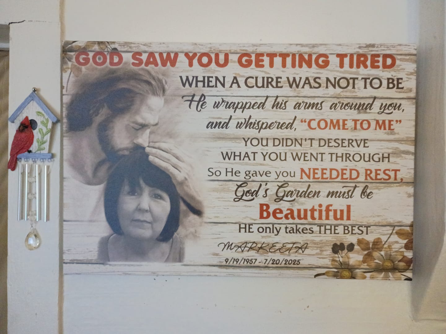 Customer photo review of Personalized Photo Memorial God Saw You Getting Tired Safe In God Is Hand Canvas Prints And Poster