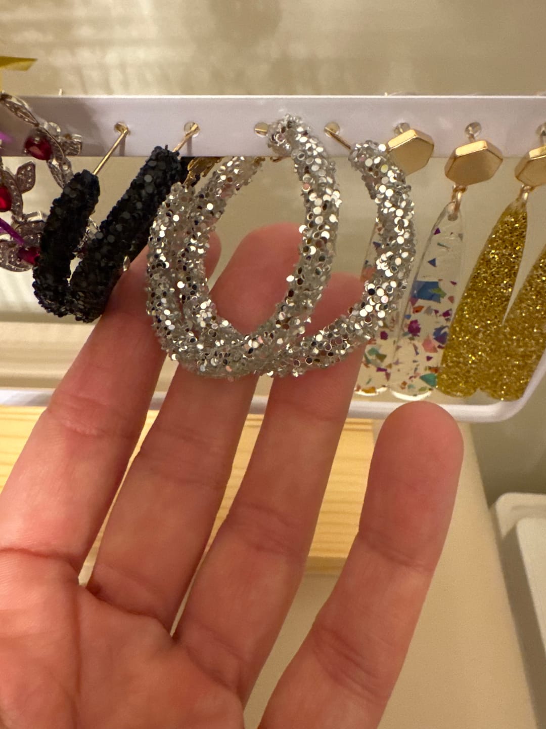 Customer photo review of Valentine Glitter Hoops
