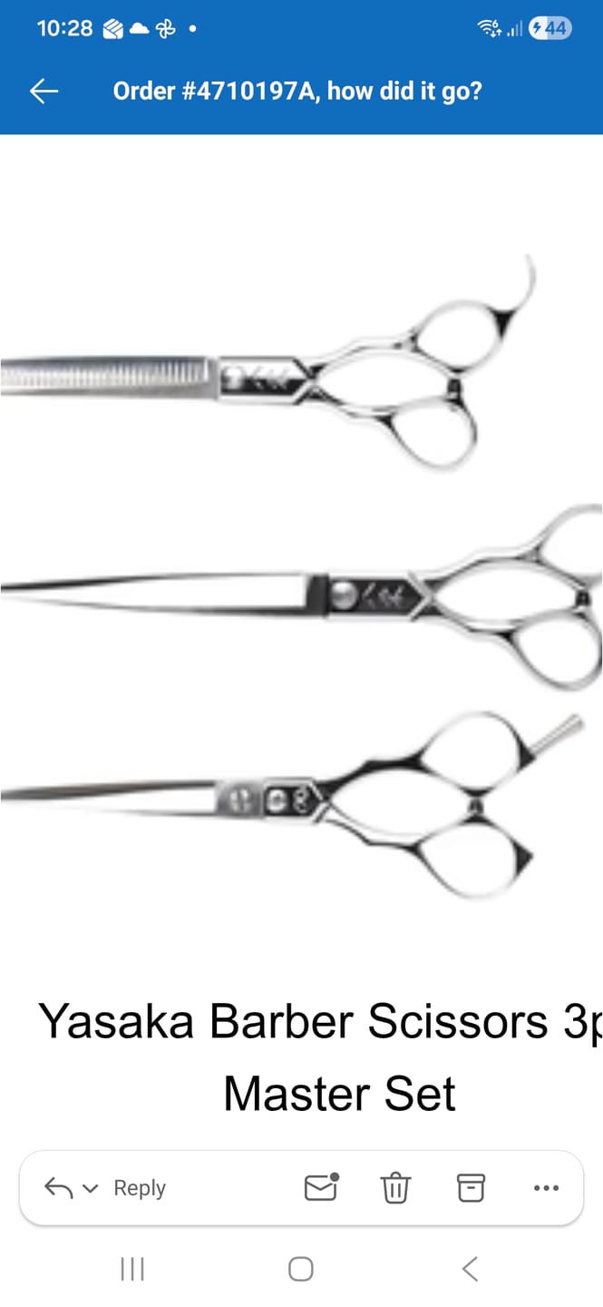 Customer photo review of Yasaka Barber Scissors 3pc Master Set