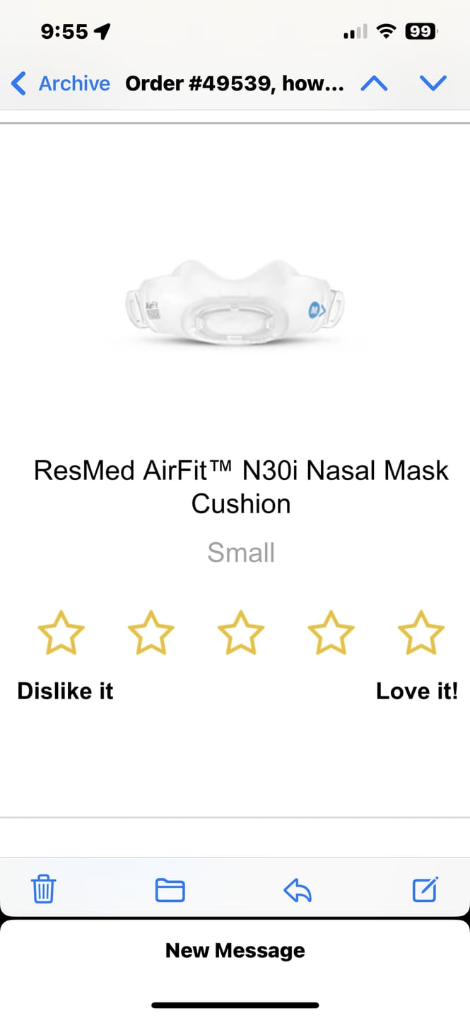 Customer photo review of ResMed AirFit™ N30i Nasal Mask Cushion