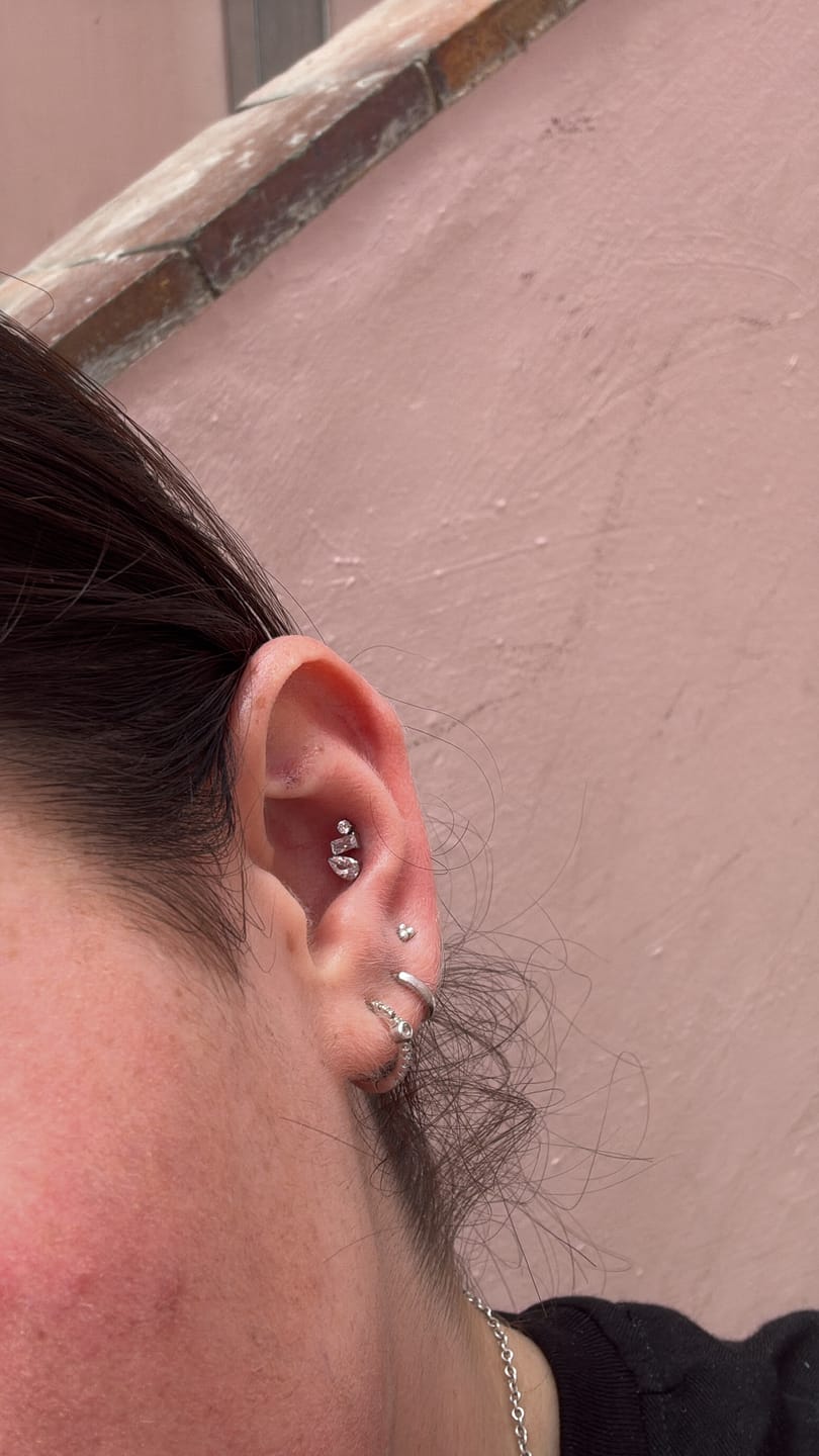 Customer photo review of The Titanium Cascading CZ Stud Top
