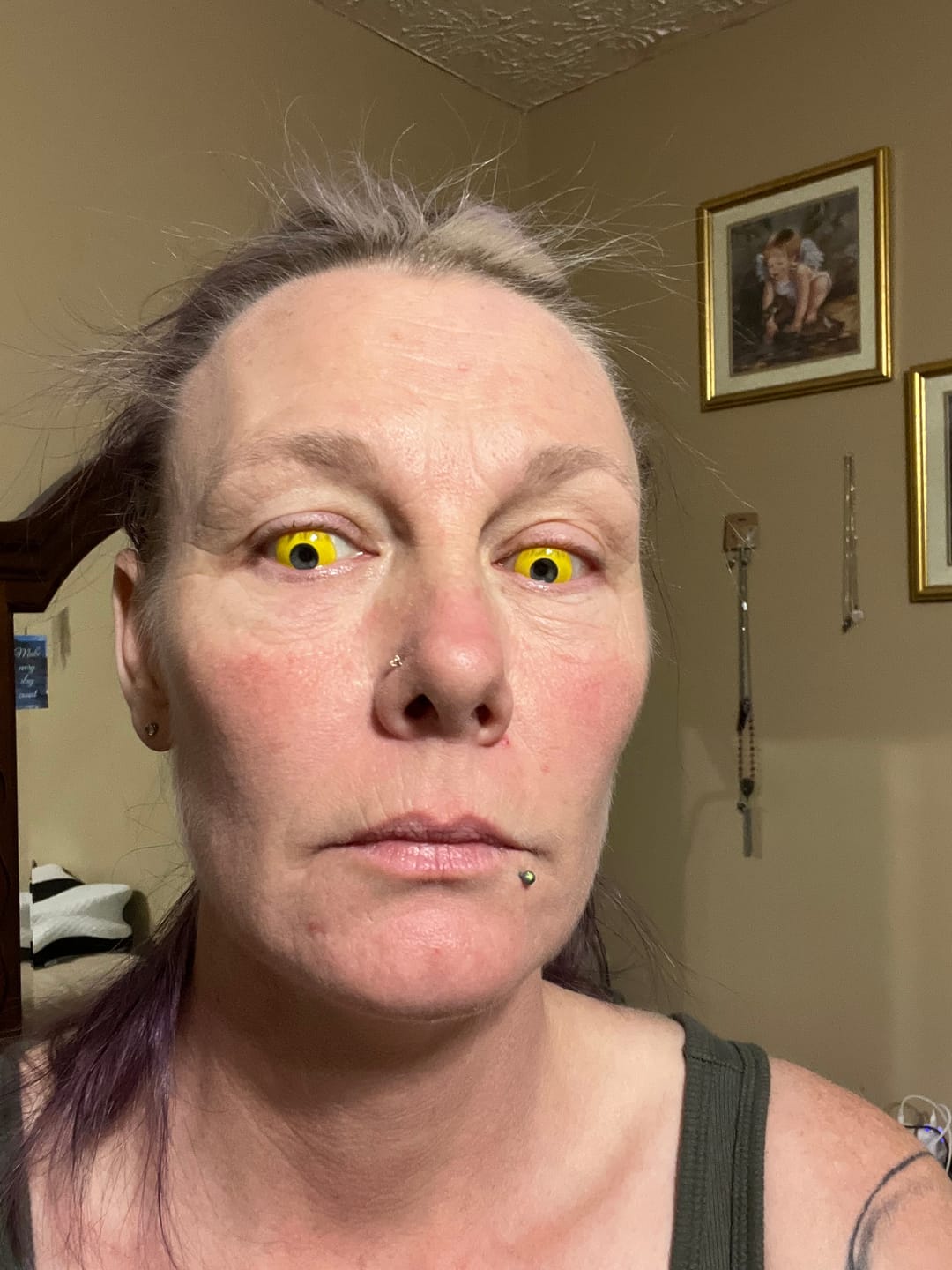 Customer photo review of Halloween Yellowout Coloured Contact Lenses
