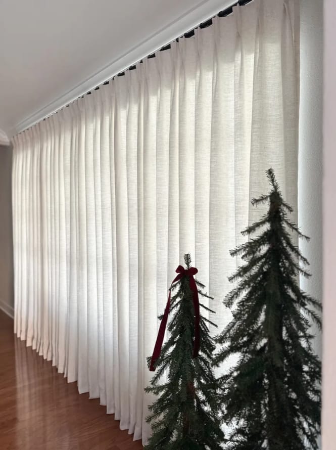 Customer photo review of Neutral Linen Blend Curtains – Pinch Pleated, Light Filtering & Elegant Drapes for Living Room & Dining Room (Lucy)