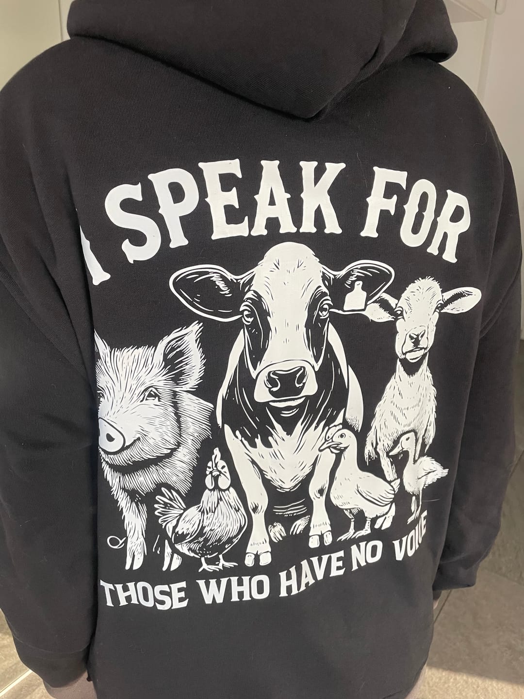 Customer photo review of I speak for those who have no voice - Premium Hoodie