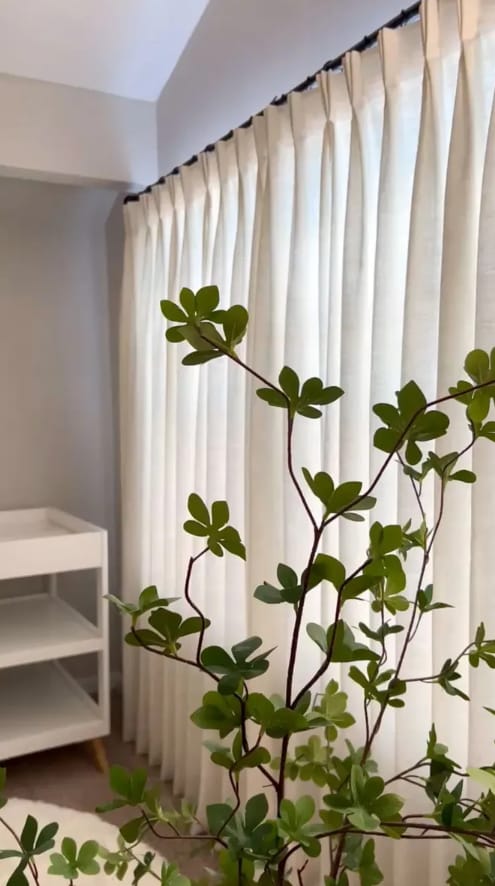 Customer photo review of Neutral Linen Blend Curtains – Pinch Pleated, Light Filtering & Elegant Drapes for Living Room & Dining Room (Lucy)