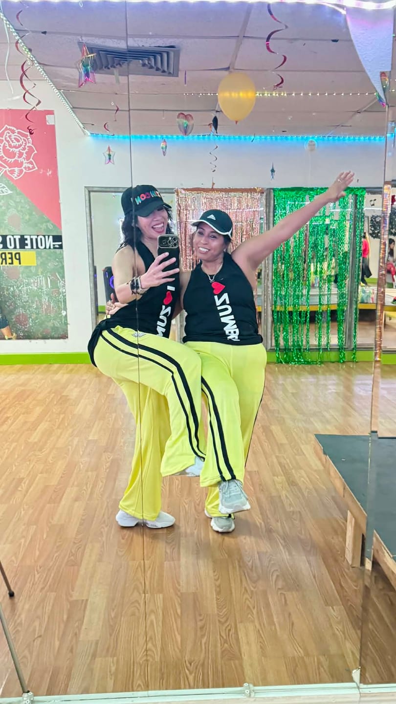 Customer photo review of Zumba Haus Mid Rise Knit Track Pants