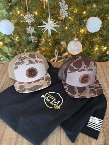 Customer photo review of Custom Leather Patch 7 Panel Trucker Hat - Richardson 168P