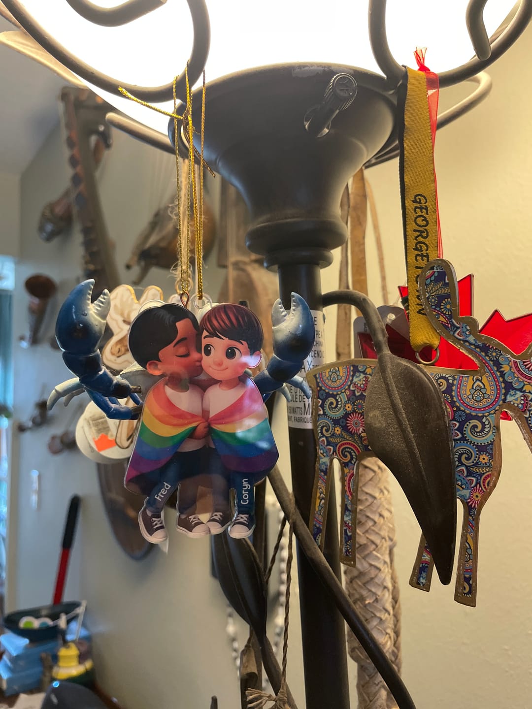 Customer photo review of Pride Month LGBT Couple Love Is Love Personalized Acrylic Christmas Ornament