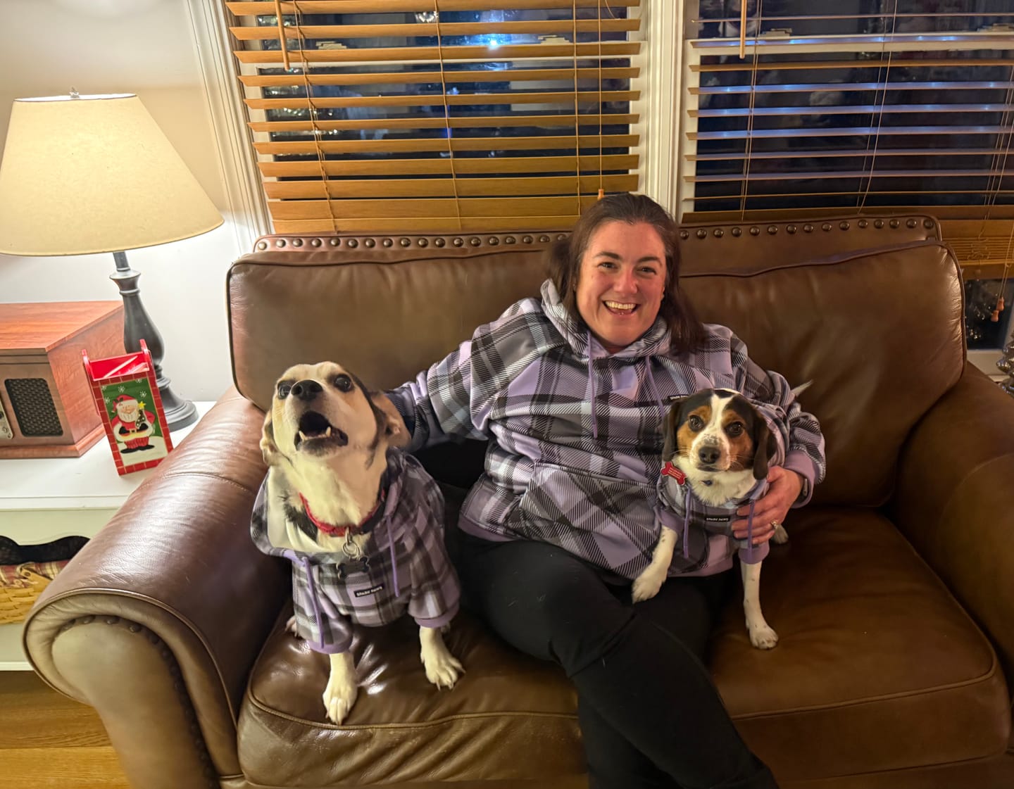 Customer photo review of Purple Plaid Human Hoodie