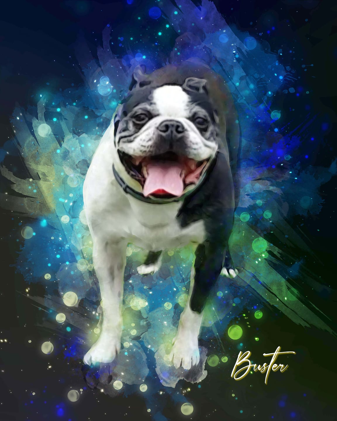 Customer photo review of Custom Neon Watercolor Pet Portrait – Aesthetic Neon Style (AN)