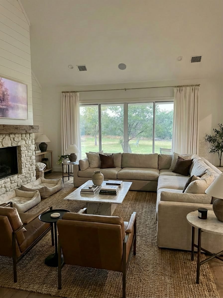 Customer photo review of Neutral Linen Blend Curtains – Pinch Pleated, Light Filtering & Elegant Drapes for Living Room & Dining Room (Lucy)