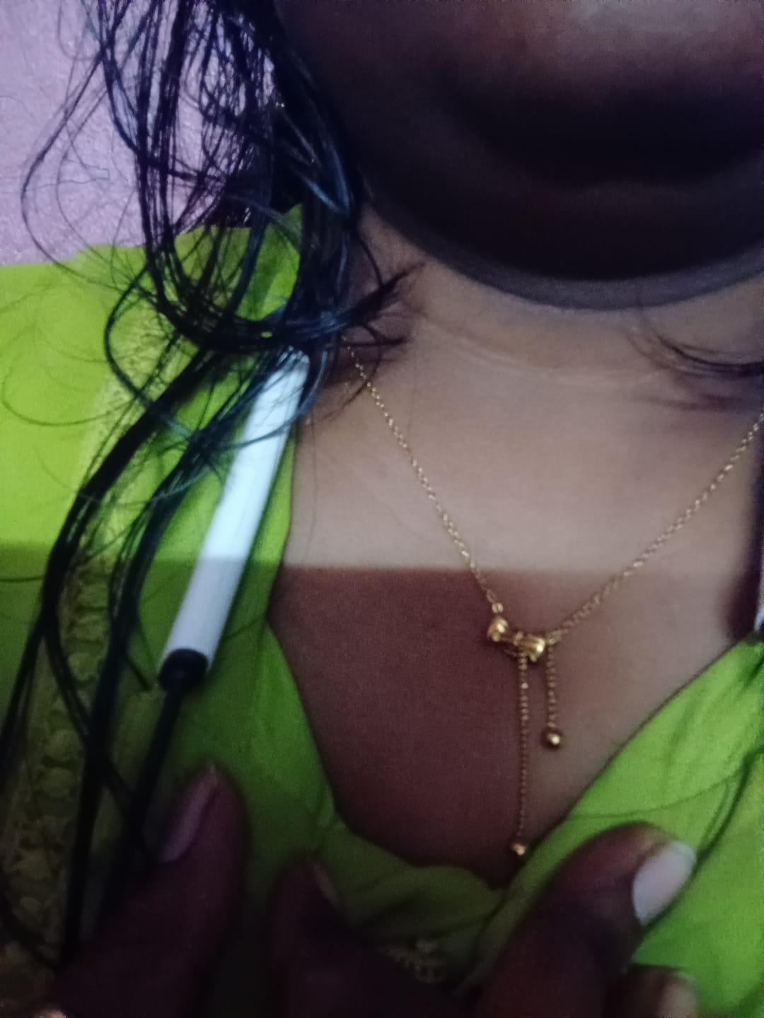 Customer photo review of Dainty Threader Dangle Earrings