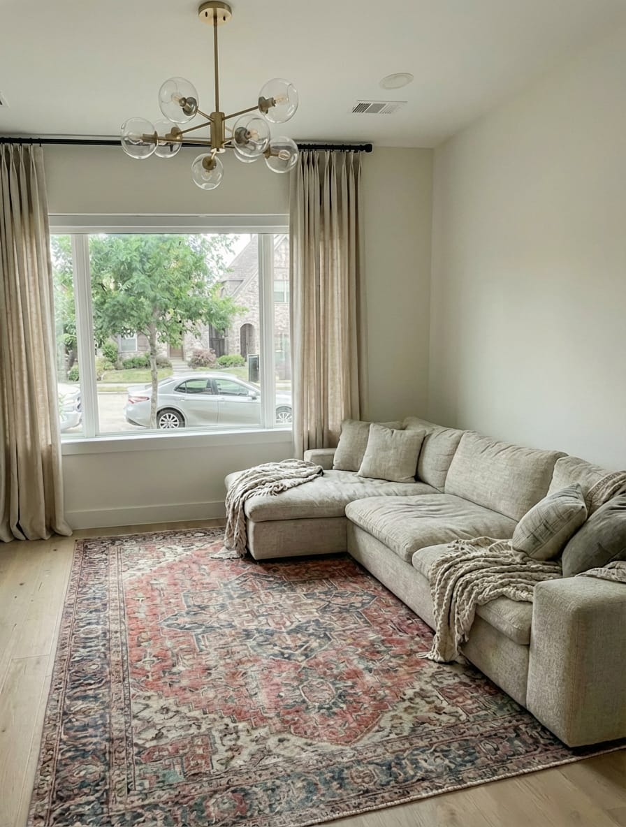 Customer photo review of Neutral Linen Blend Curtains – Pinch Pleated, Light Filtering & Elegant Drapes for Living Room & Dining Room (Lucy)