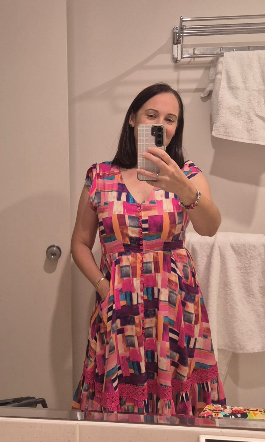 Customer photo review of Alexa Midi Dress in Pink