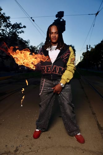 Customer photo review of Vale Forever Iced Out Denim Pants Black