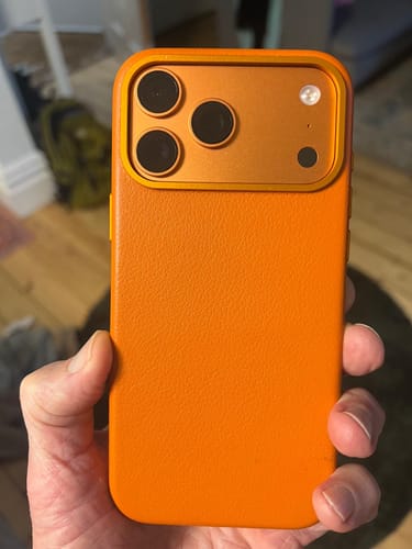 Customer photo review of iPhone 17 Pro Max Leather Case - Timeless Luxe - Solar Orange