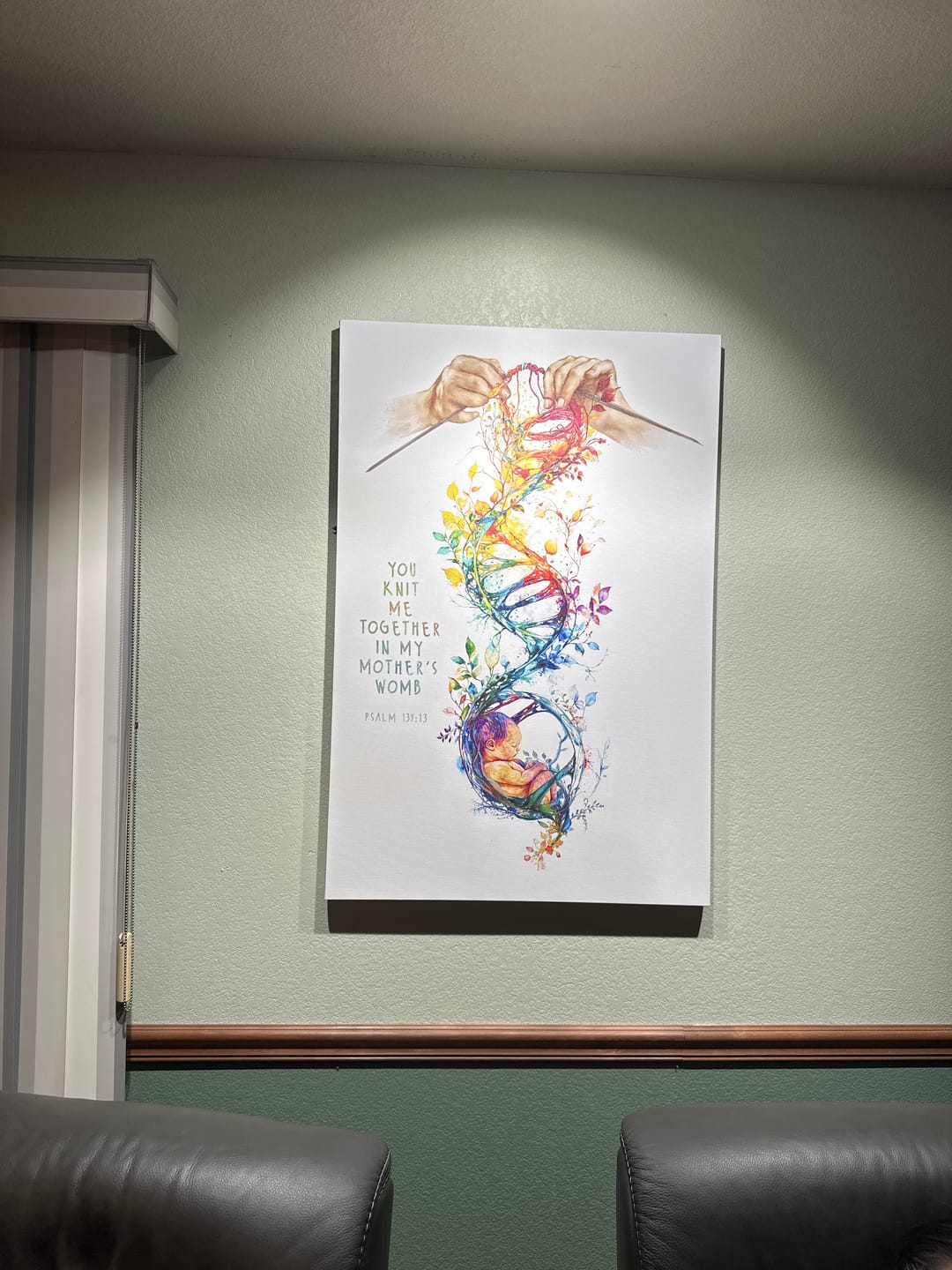 Customer photo review of You Knit Me Together In My Mother's Womb, Christian Artwork, Psalm 139:13 Wall Art Canvas