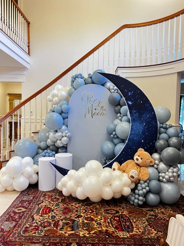 Customer photo review of 6.5ft Portable Crescent Moon Shape Stand for Baby Showers & Birthday & Wedding Events
