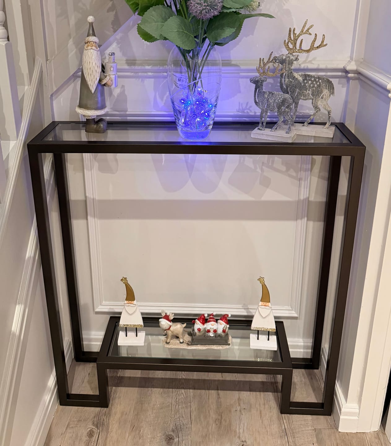 Customer photo review of Hudson Glass Metal Console Table - Dark Bronze