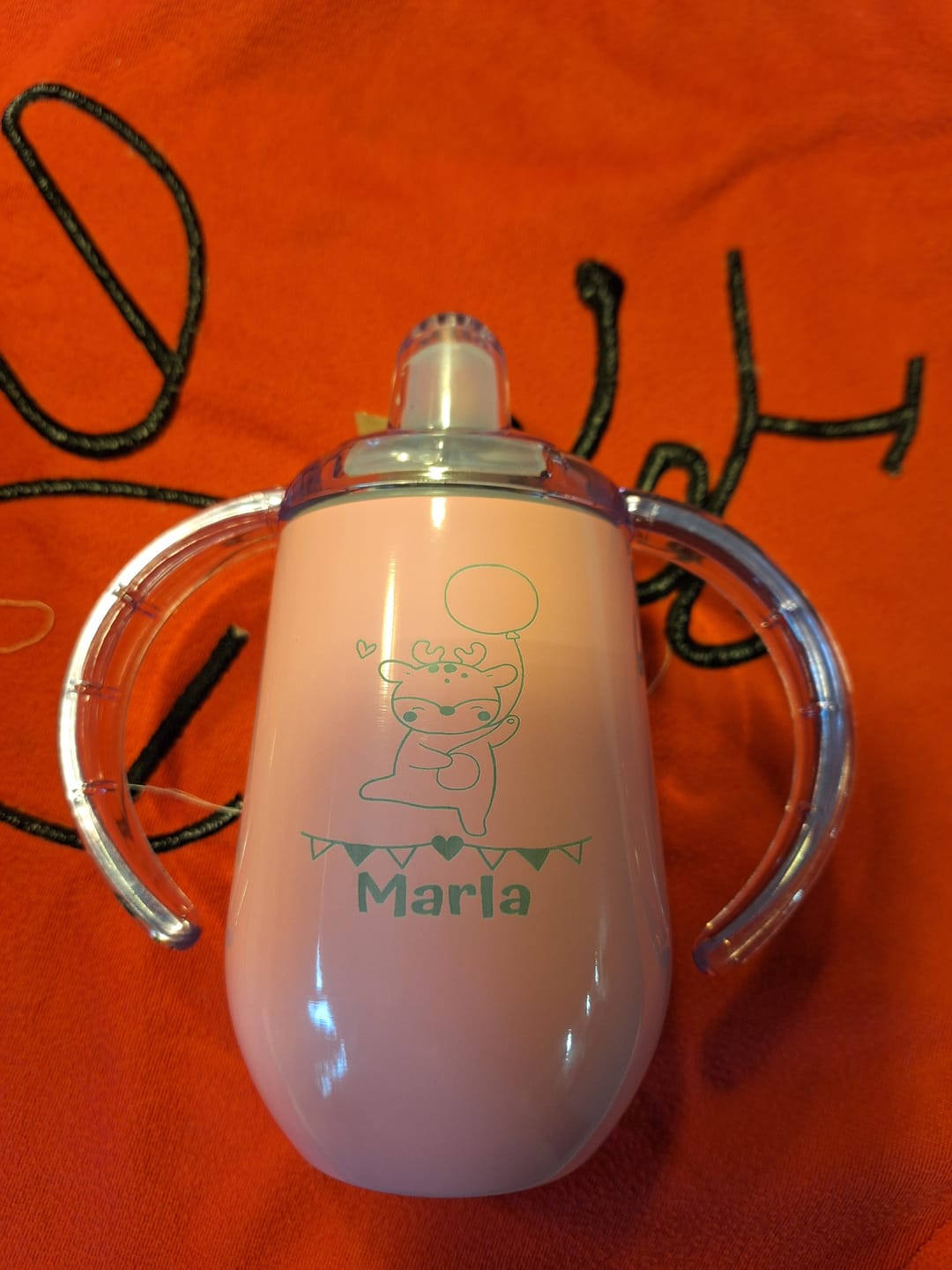 Customer photo review of Tierisch Durstig - Baby-Becher (rosa)