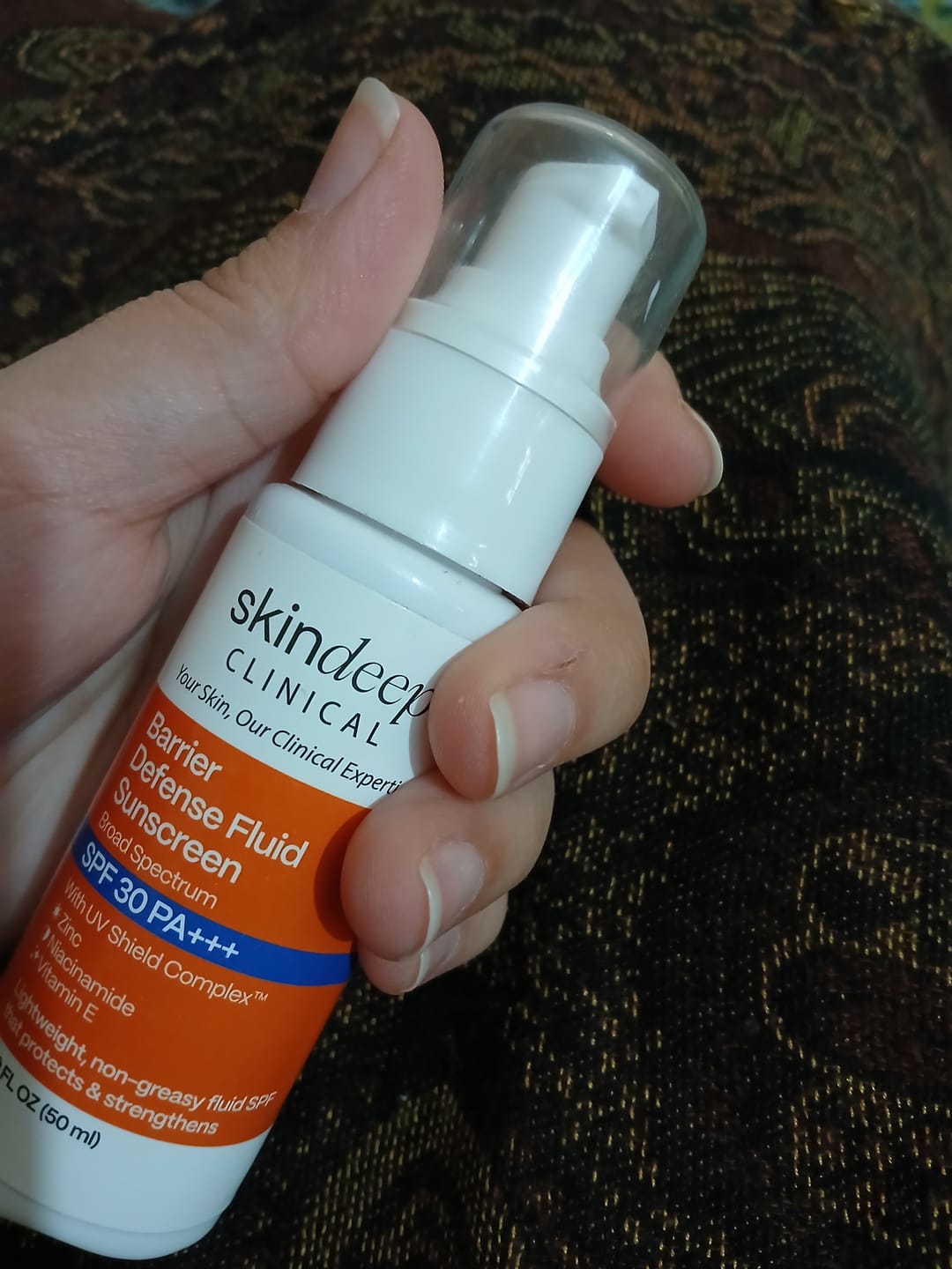 Customer photo review of Barrier Defense Fluid Sunscreen