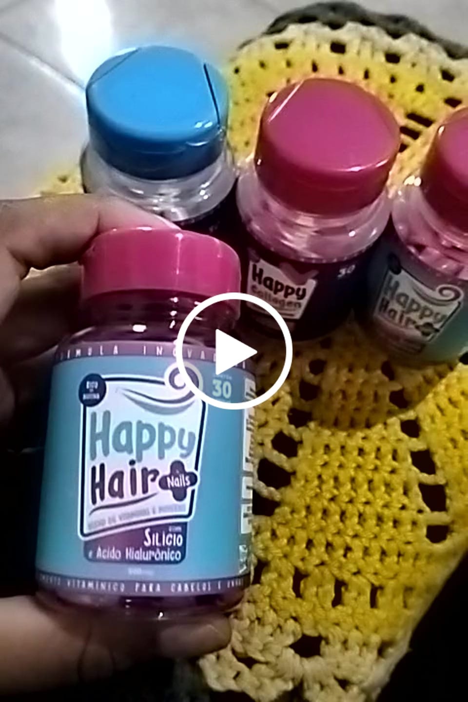 Customer video review of Happy Hair 2 Potes + 1 Melatonina Grátis + 1 Colágeno Grátis