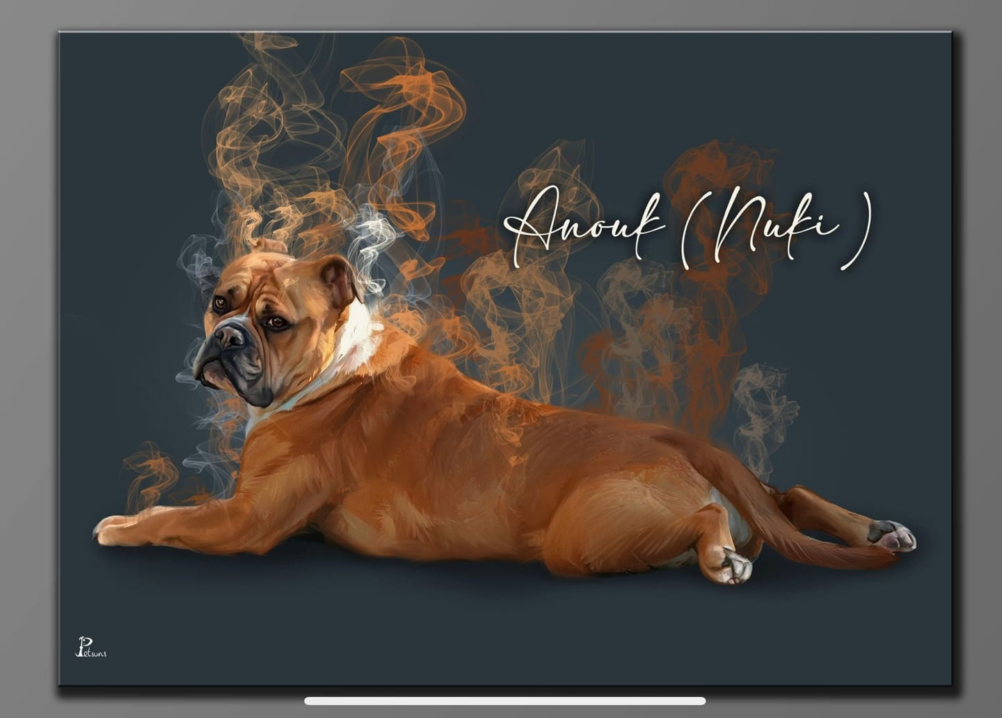 Customer photo review of Handgemaltes Haustierportrait auf Premium Leinwand im Smoke Stil