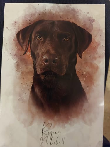 Customer photo review of Foto de tu mascota en estilo acuarela | Regalo para cachorros, perros y gatos
