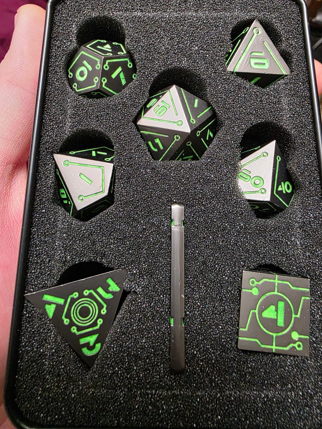 Customer photo review of Cyberlink - Neon Green/Green Dice Set