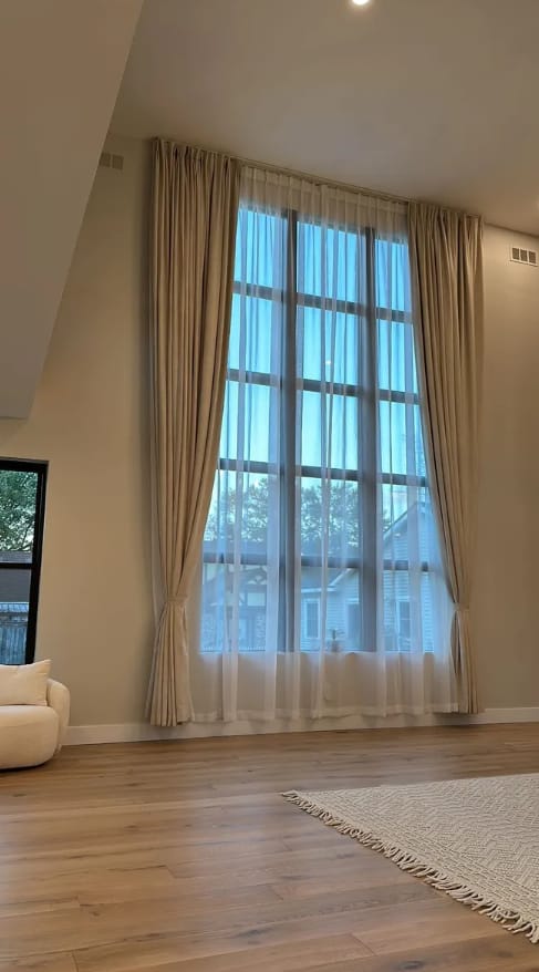 Customer photo review of Neutral Linen Blend Curtains – Pinch Pleated, Light Filtering & Elegant Drapes for Living Room & Dining Room (Lucy)